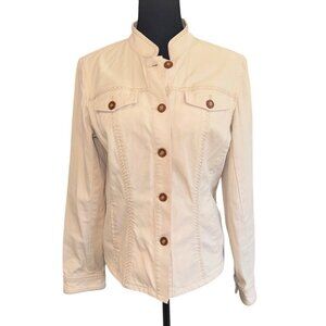 Jones New York Signature Beige Jacket M Cotton/Spandex Structured Old Money Work